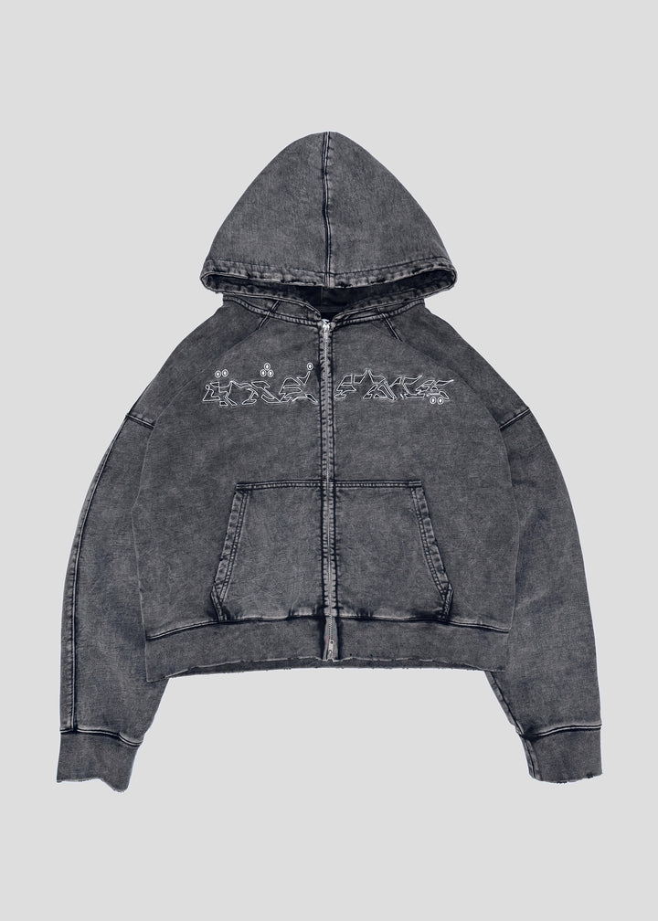 WASHED ZIP-HOODIE